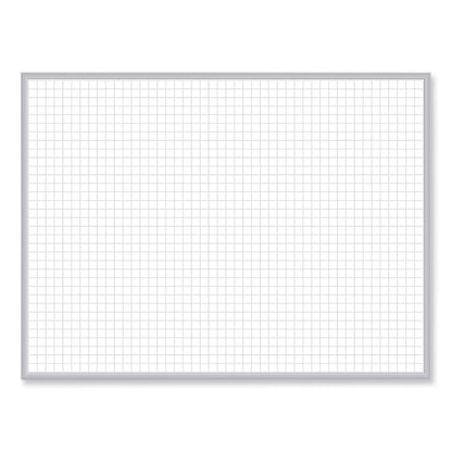 1 x 1 Grid Magnetic Whiteboard, 96.5" x 48.5", White/Gray Surface, Satin Aluminum Frame