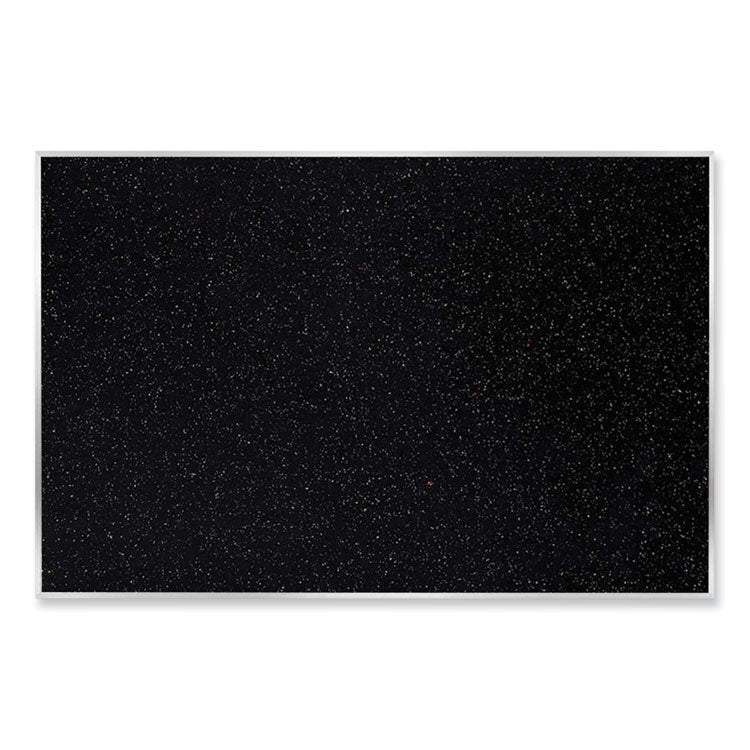 Aluminum-Frame Recycled Rubber Bulletin Boards, 60.5" x 36.5", Confetti Surface, Satin Aluminum Frame