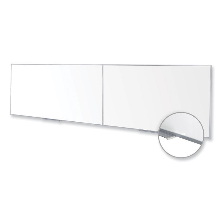 Magnetic Porcelain Whiteboard with Aluminum Frame, 193" x 48.5", White Surface, Satin Aluminum Frame