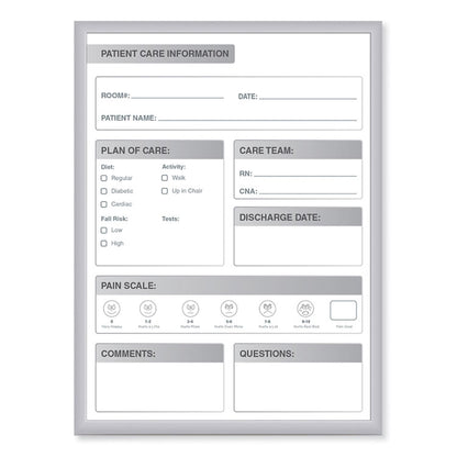 Patient Room Magnetic Whiteboard, Hospital Patient Chart, 18.5" x 24.5", White/Gray Surface, Satin Aluminum Frame