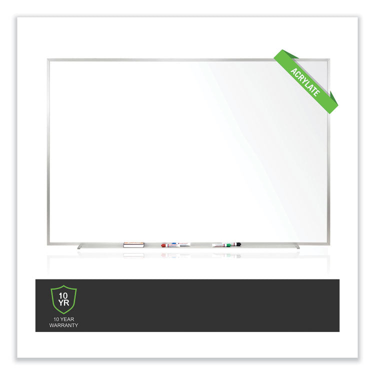 Non-Magnetic Whiteboard with Aluminum Frame, 96.63" x 48.47", White Surface, Satin Aluminum Frame