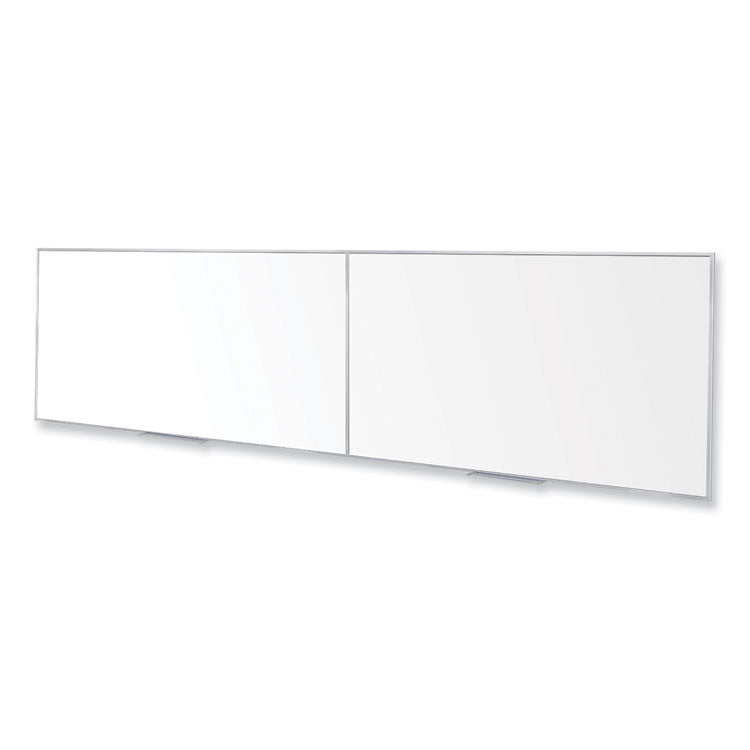 Magnetic Porcelain Whiteboard with Aluminum Frame, 193" x 48.5", White Surface, Satin Aluminum Frame
