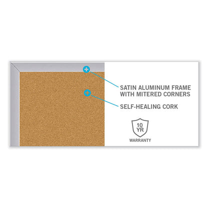 Aluminum-Frame Natural Corkboard, 72.5" x 48.5", Tan Surface, Satin Aluminum Frame