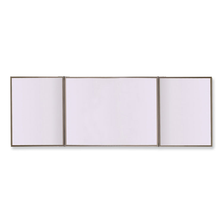 VisuALL PC Whiteboard Cabinet with Fabric Bulletin Board Exterior Doors, 36" x 24", Blue/White Surface, Satin Aluminum Frame