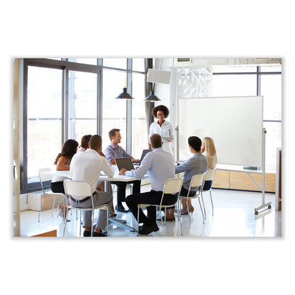 Reversible Magnetic Porcelain Whiteboard with Aluminum Frame, 101.25" x 78.25", White Surface, Satin Aluminum Frame