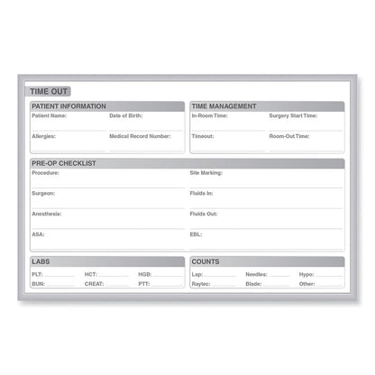 Time Out Magnetic Whiteboard, Patient/Staff Time Management Chart, 36" x 24", White/Gray Surface, Satin Aluminum Frame