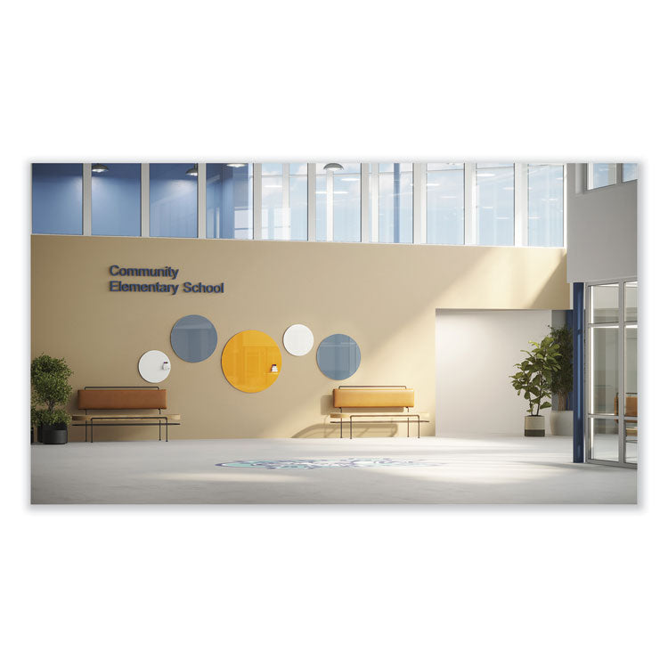 Coda Low Profile Circular Magnetic Glassboard, 48" x 48", White Surface