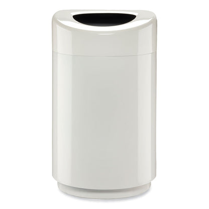 Open Top Round Waste Receptacle, 30 gal, Steel, White