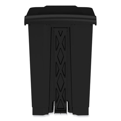 Plastic Step-On Receptacle, 12 gal, Plastic, Black