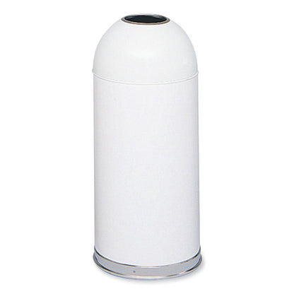 Open Top Dome Receptacle, 15 gal, Steel, White