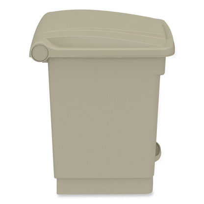 Plastic Step-On Receptacle, 8 gal, Metal, Tan