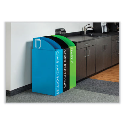 Mixx Recycling Center Rectangular Receptacle, 29 gal, Steel, Black