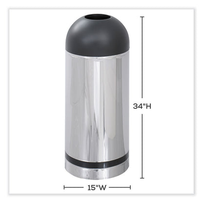 Waste Receptacle, 15 gal, Steel, Stainless Steel/Black