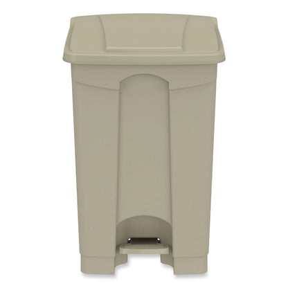 Plastic Step-On Receptacle, 12 gal, Plastic, Tan