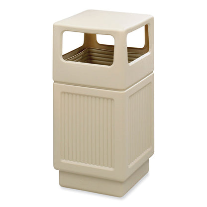 Canmeleon Recessed Panel Receptacles, Side-Open, 38 gal, Polyethylene, Tan