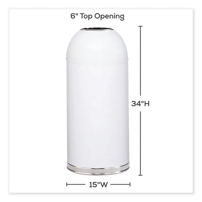 Open Top Dome Receptacle, 15 gal, Steel, White
