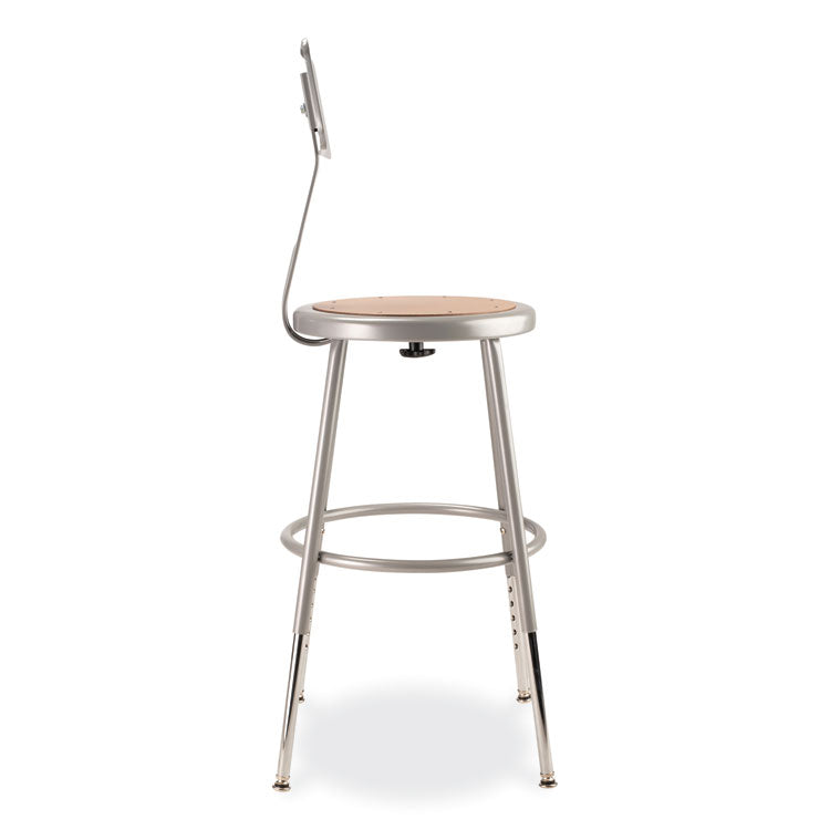 6200 Series 19" to 27" Height Adjustable Heavy Duty Stool with Backrest, Supports 500 lb, Brown Seat, Gray Back, Gray Base