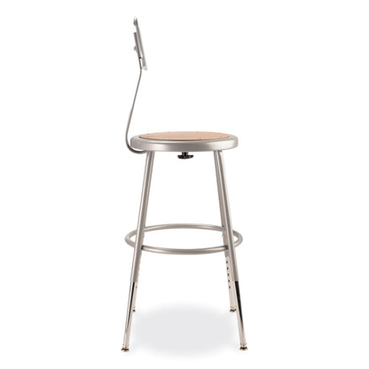 6200 Series 19" to 27" Height Adjustable Heavy Duty Stool with Backrest, Supports 500 lb, Brown Seat, Gray Back, Gray Base