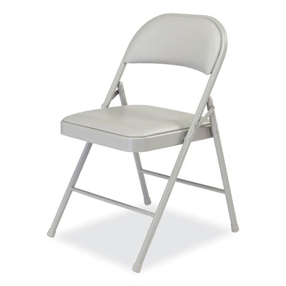 950 Series Vinyl Padded Steel Folding Chair, Supports Up to 250 lb, 17.75" Seat Height, Gray, 4/Carton