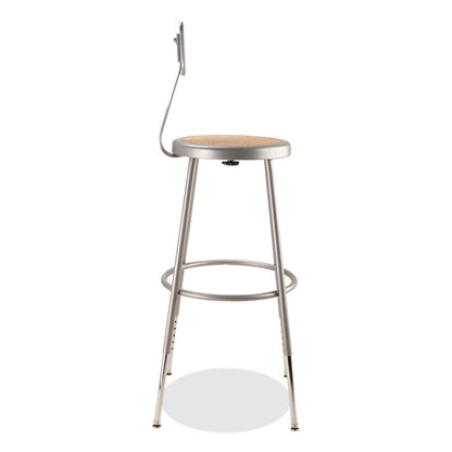 6200 Series 25" to 33" Height Adjustable Heavy Duty Stool with Backrest, Supports Up to 500 lb, Brown Seat, Gray Base