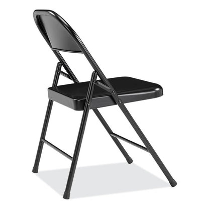 900 Series All-Steel Folding Chair, Supports Up to 250 lb, 17.75" Seat Height, Black Seat, Black Back, Black Base, 4/Carton
