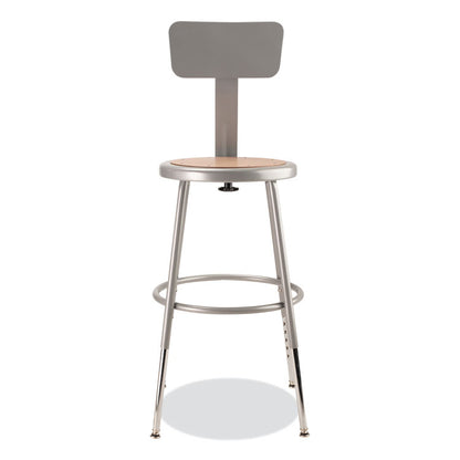 6200 Series 19" to 27" Height Adjustable Heavy Duty Stool with Backrest, Supports 500 lb, Brown Seat, Gray Back, Gray Base