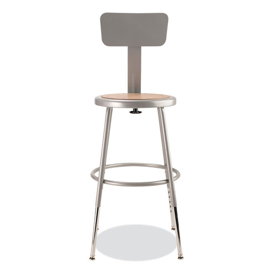 6200 Series 19" to 27" Height Adjustable Heavy Duty Stool with Backrest, Supports 500 lb, Brown Seat, Gray Back, Gray Base