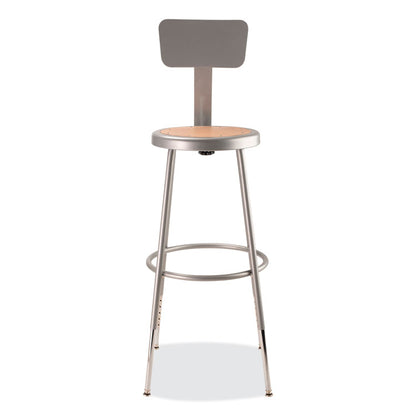 6200 Series 25" to 33" Height Adjustable Heavy Duty Stool with Backrest, Supports Up to 500 lb, Brown Seat, Gray Base