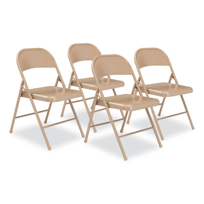 900 Series All-Steel Folding Chair, Supports Up to 250 lb, 17.75" Seat Height, Beige Seat, Beige Back, Beige Base, 4/Carton