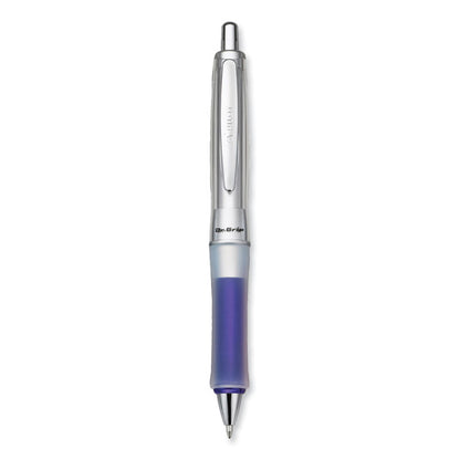 Dr. Grip Center of Gravity Ballpoint Pen, Retractable, Medium 1 mm, Black Ink, Silver/Navy Barrel