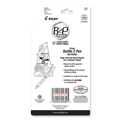 B2P Bottle-2-Pen Recycled Gel Pen, Retractable, Fine 0.7 mm, Assorted Ink and Barrel Colors, 5/Pack
