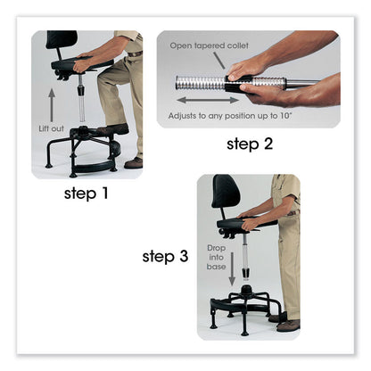 Task Master Deluxe Industrial Chair, Supports Up to 250 lb, 17" to 35" Seat Height, Black