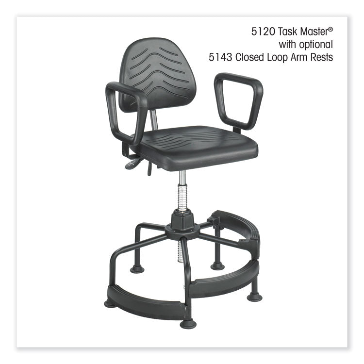 Task Master Deluxe Industrial Chair, Supports Up to 250 lb, 17" to 35" Seat Height, Black