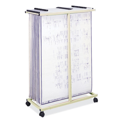 Mobile Vertical File, 12 Hanging Clamps, 39.25w x 16d x 52h, Tan
