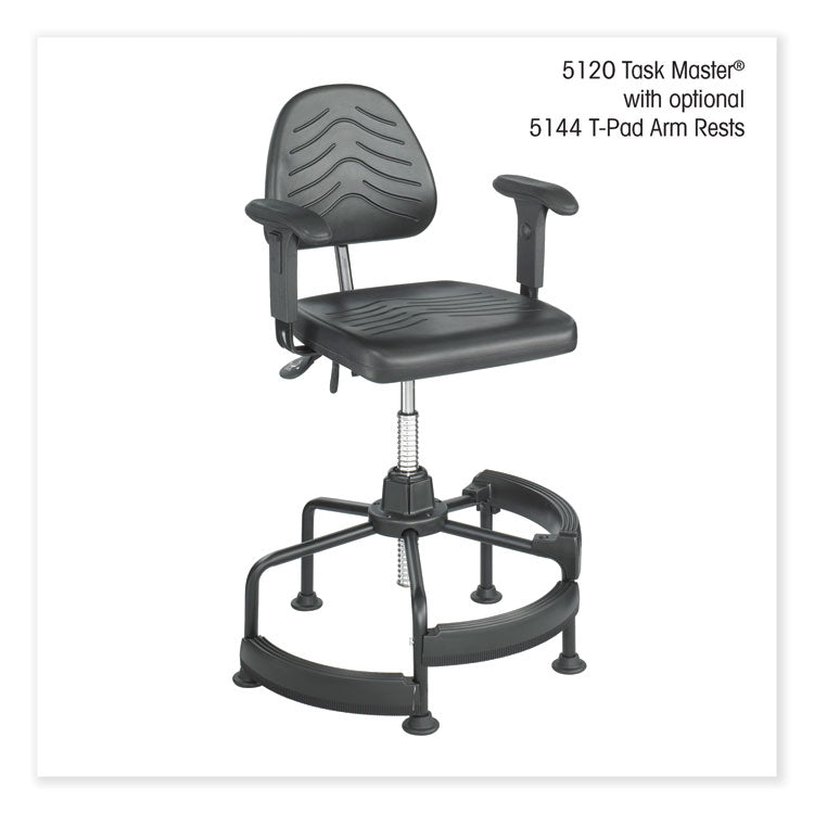Task Master Deluxe Industrial Chair, Supports Up to 250 lb, 17" to 35" Seat Height, Black