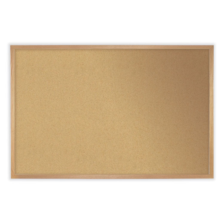 Natural Cork Bulletin Board with Wood Frame, 96.5" x 48.5", Tan Surface, Oak Finished Wood Frame