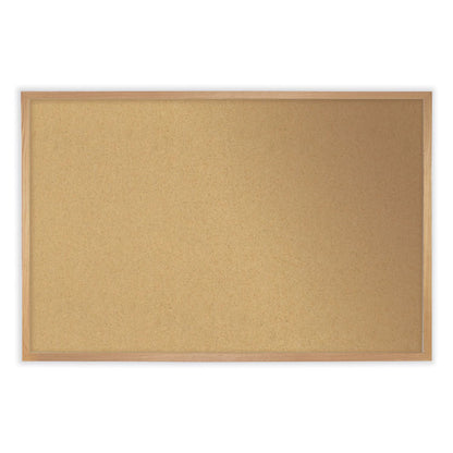 Natural Cork Bulletin Board with Wood Frame, 96.5" x 48.5", Tan Surface, Oak Finished Wood Frame