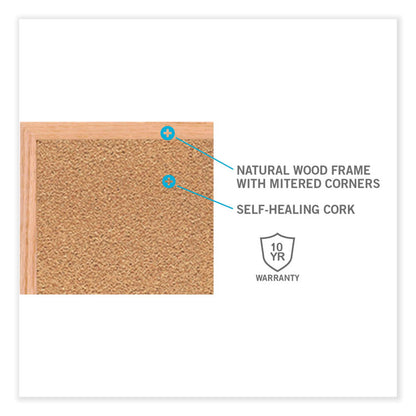 Natural Cork Bulletin Board with Wood Frame, 60.5" x 48.5", Tan Surface, Oak Finished Wood Frame