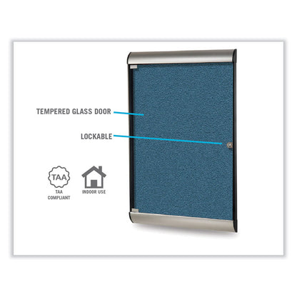 Silhouette 1 Door Enclosed Vinyl Bulletin Board with Satin Frame, 27.75" x 42.13", Ebony Surface, Black/Satin Aluminum Frame