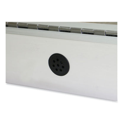 2 Door Enclosed Vinyl Bulletin Board with Satin Frame, 60" x 48", Silver Surface, Satin Aluminum Frame