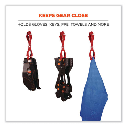 Squids 3400 Dual Clip Glove Clip Holder, 1 x 1 x 6.5, Acetal Copolymer, Red
