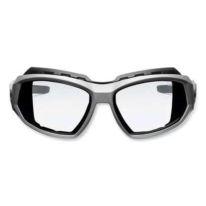 Skullerz Loki Safety Glasses/Goggles, Matte Gray Full Frame, Clear Dual Anti-Fog Lens