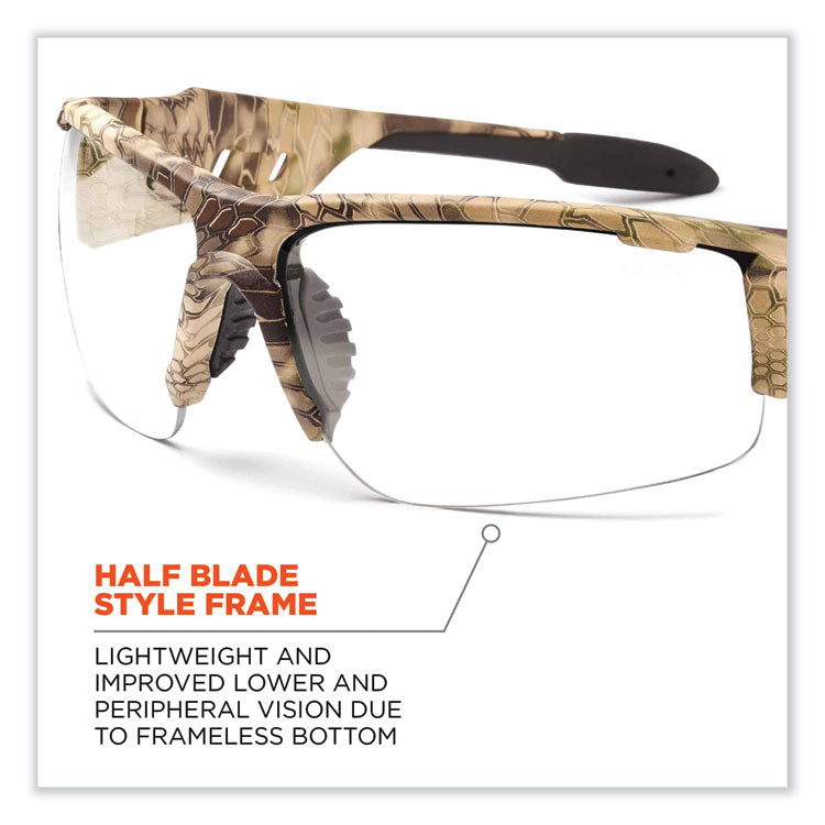 Skullerz Dagr Safety Glasses, Kryptek Highlander Half Frame, Clear Single Lens