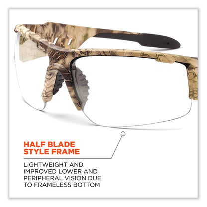Skullerz Dagr Safety Glasses, Kryptek Highlander Half Frame, Clear Single Lens