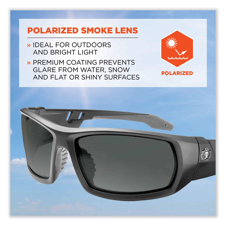 Skullerz Odin Safety Glasses, Matte Black Full Frame, Polarized Smoke Dual Lens