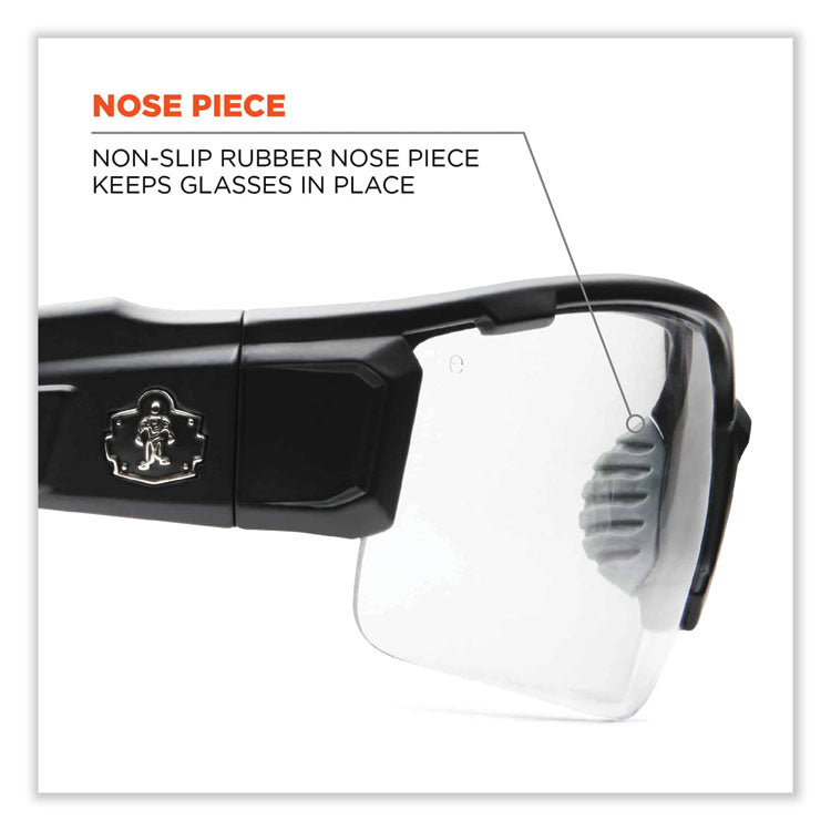 Skullerz Dagr Safety Glasses, Matte Black Half Frame, Clear Single Anti-Fog Lens