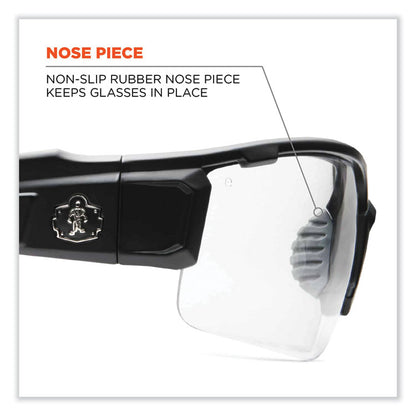 Skullerz Dagr Safety Glasses, Matte Black Half Frame, Clear Single Anti-Fog Lens