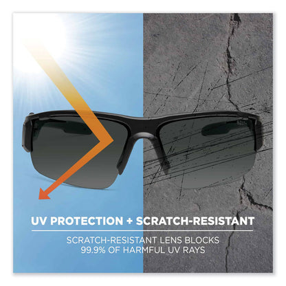 Skullerz Dagr Safety Glasses, Black Half Frame, Polarized Smoke Single Lens