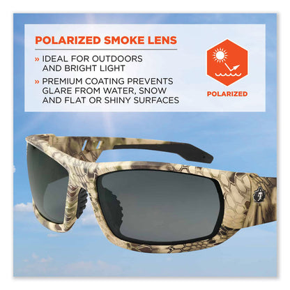 Skullerz Odin Safety Glasses, Kryptek Highlander Full Frame, Polarized Smoke Dual Lens