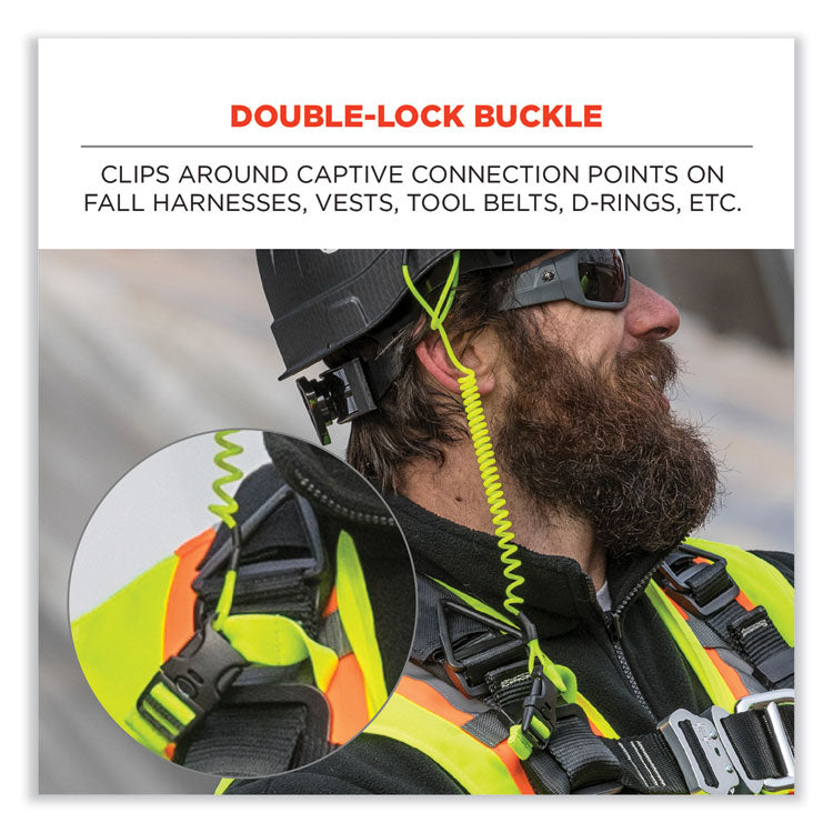 Squids 3157 Coiled Lanyard with Buckle, 2 lb Max Working Capacity, 12" to 48" Long, Lime